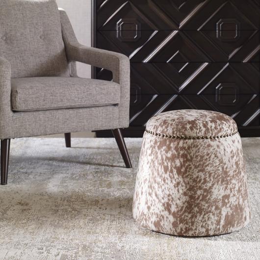 Gumdrop Cow Hide Ottoman by Uttermost