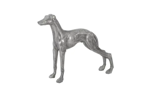 Posing Dog Sculpture, Black/Silver, Aluminum by PHILLIPS COLLECTION