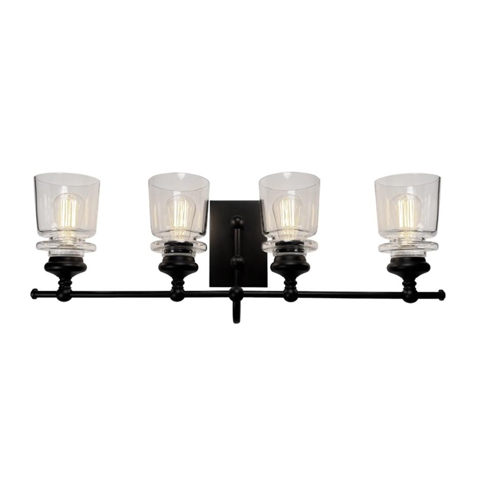 Castara 4 Light Wall Light AC11594BK in Black & Brass by Artcraft