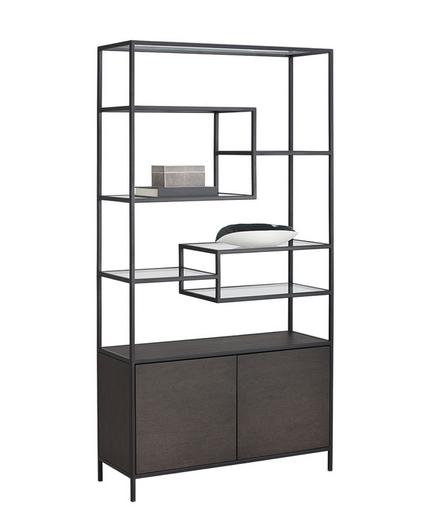 Stamos Bookcase - Black - Charcoal Grey by Sunpan