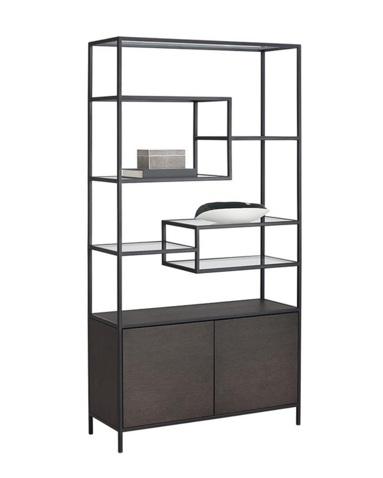Stamos Bookcase - Black - Charcoal Grey by Sunpan