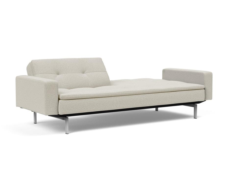 DUBLEXO SLEEPER SOFA W/ARMS in MIXED DANCE NATURAL FABRIC WITH Stainless Steel LEGS 527 by INNOVATION USA