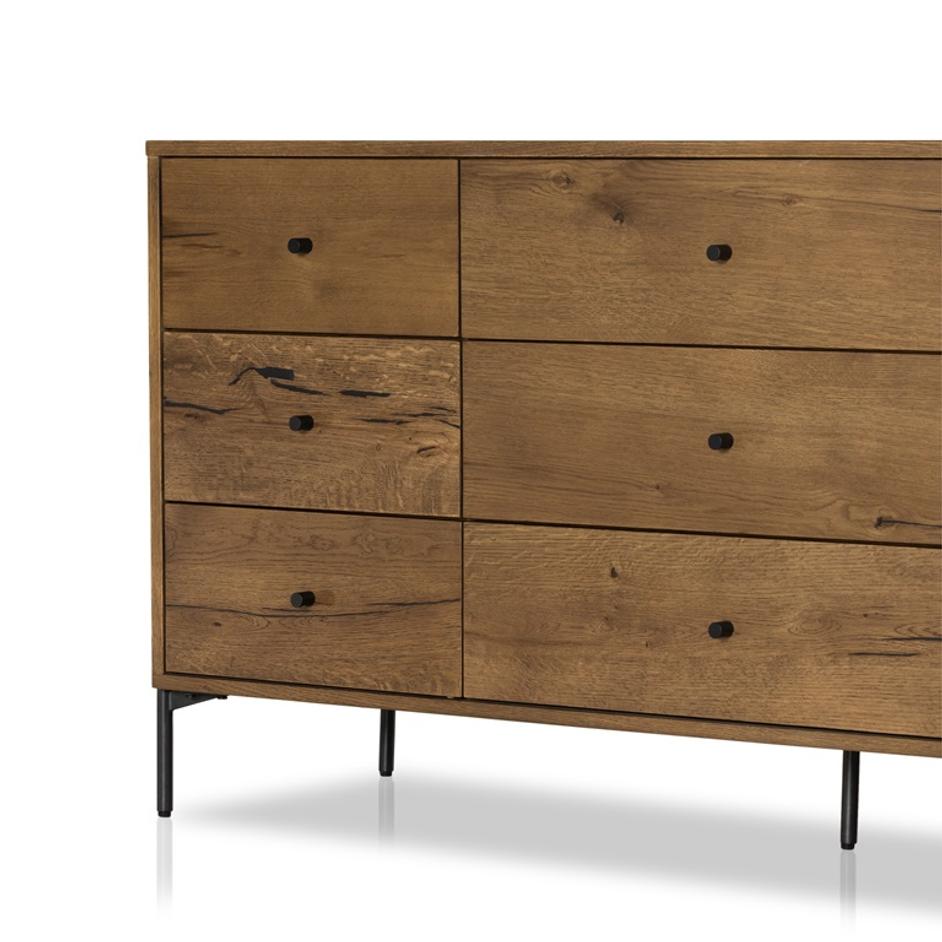 Eaton 9 Drawer Dresser In Amber Oak Resin by FOUR HANDS