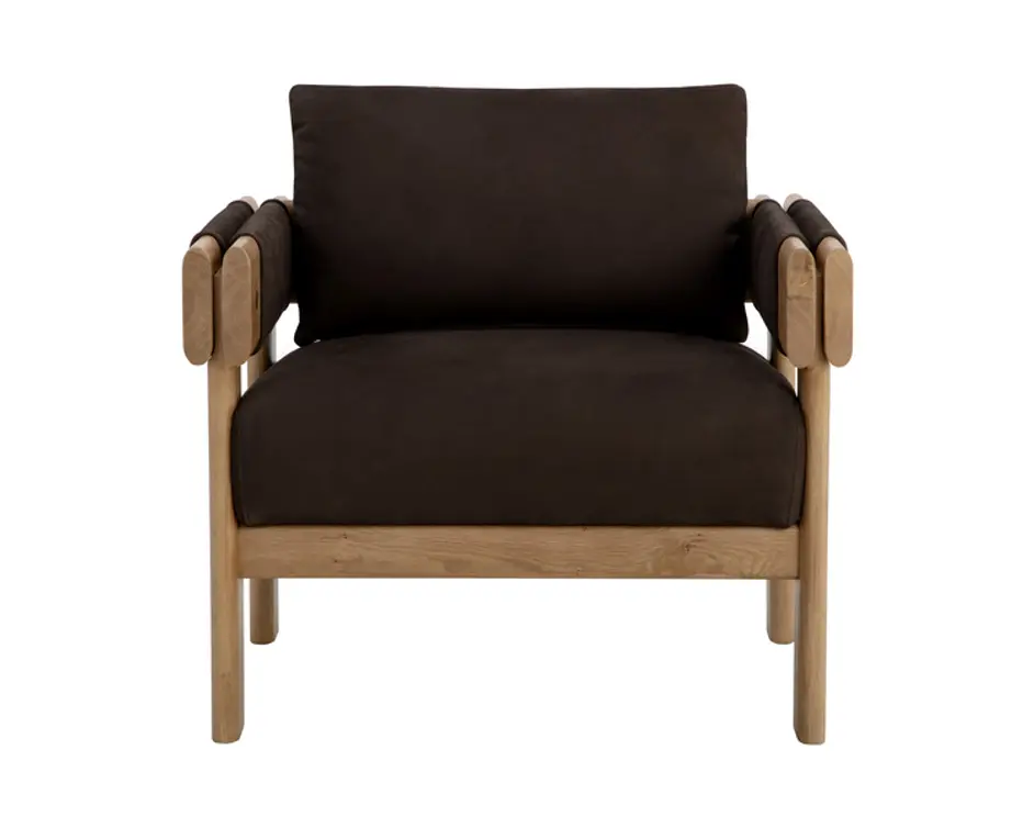 CARMICHAEL LOUNGE CHAIR - NUBUCK COCOA LEATHER by Sunpan