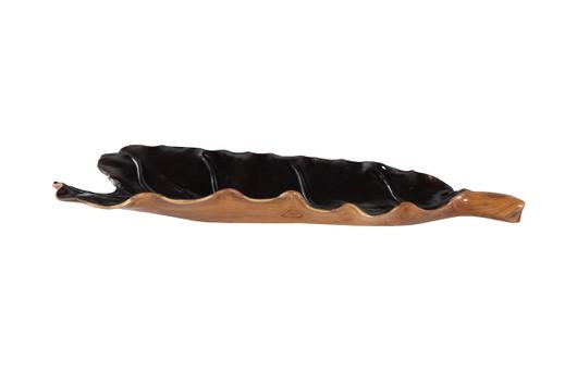 Leaf Bowl, Teak Wood, Natural & Black, Finish by Phillips Collection