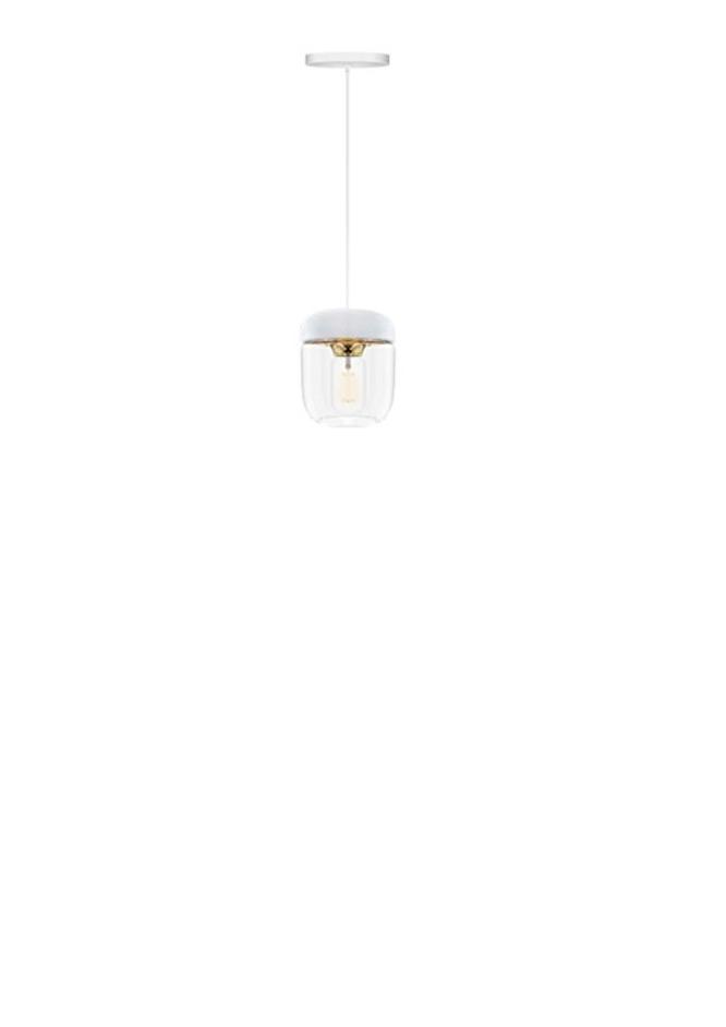Acorn White and Brass Hardwired Pendant with LED Bulb by UMAGE