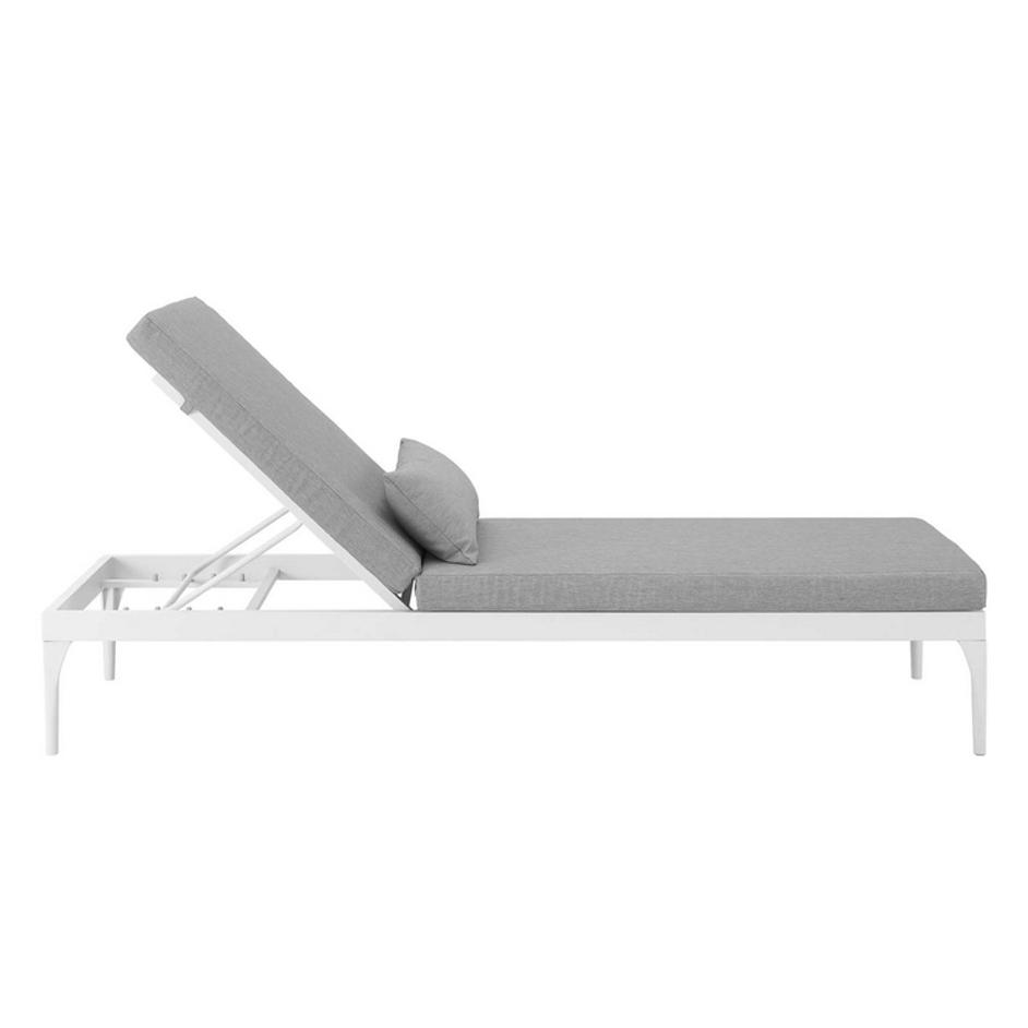 Myler Cushion Outdoor Patio Chaise Lounge Chair In White Gray by Modway Furniture