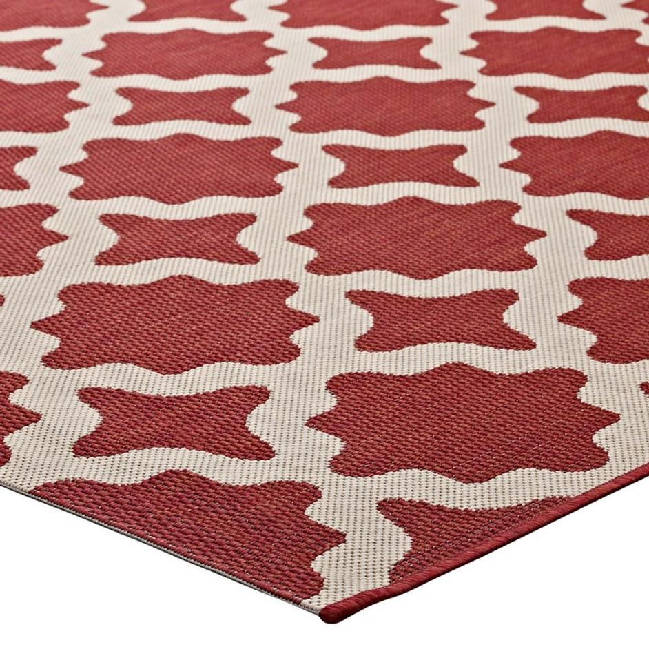 Selena Moroccan Trellis 5X8 Indoor And Outdoor Area Rug In Red And Beige by Modway Furniture