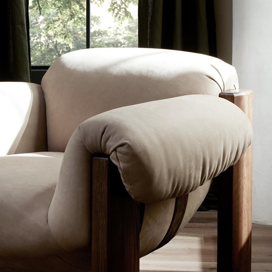 Samena Chair in Nubuck Sand by FOUR HANDS