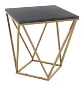 Verona Marble Side Table Black & Antique Brass by Zuo Modern