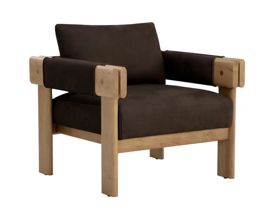 CARMICHAEL LOUNGE CHAIR - NUBUCK COCOA LEATHER by Sunpan