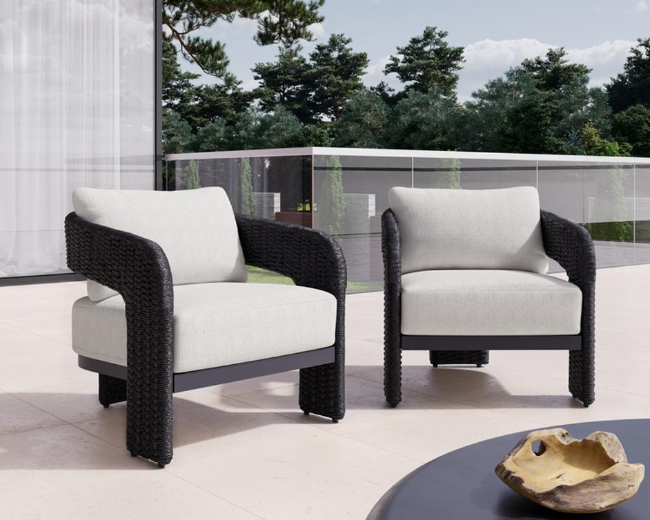 PYLOS LOUNGE CHAIR - BLACK - LOUIS CREAM by Sunpan