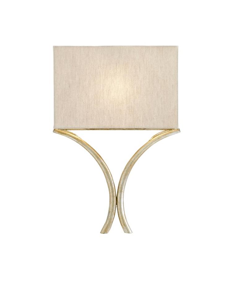 Cornwall Silver Wall Sconce In Silver Leaf by Currey & Company