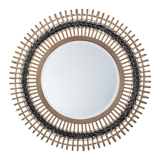 Grove Bamboo Round Braided Mirror, Gray by Jamie Young