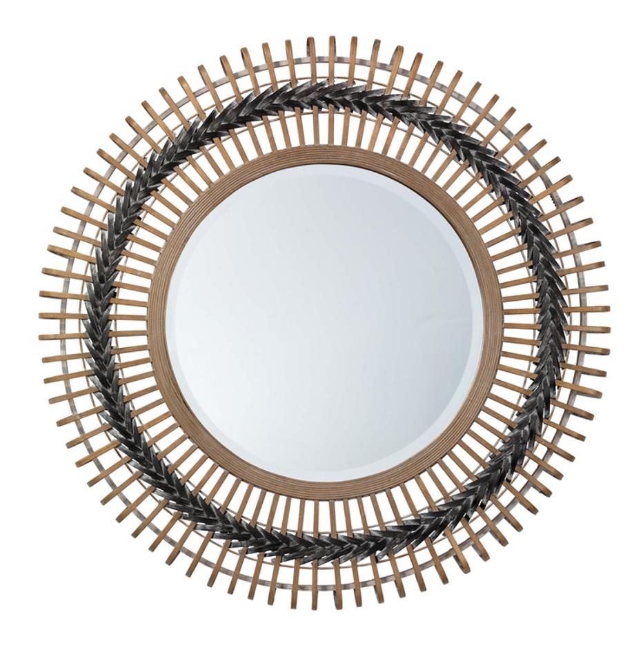 Grove Bamboo Round Braided Mirror, Gray by Jamie Young