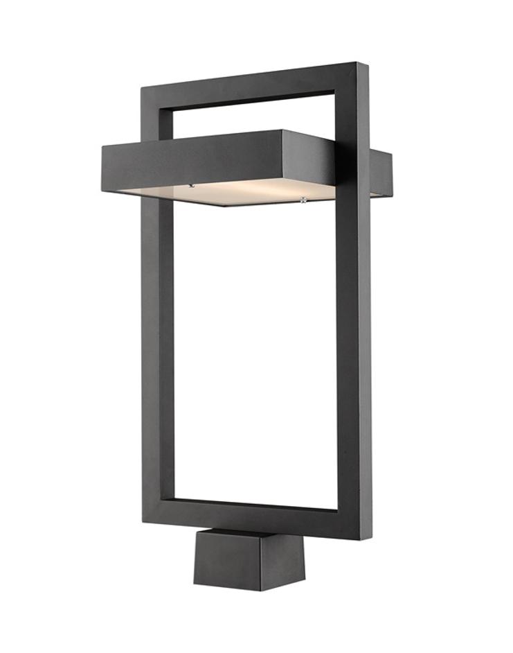 Luttrel 1 Light Outdoor Post Mount Fixture in Black Finish by Z-Lite