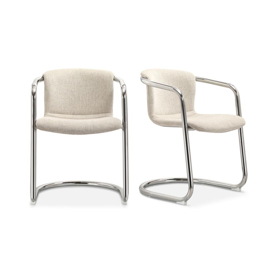 Freeman Chrome Frame Dining Chair Blended Cream - Set Of Two by Moes Home