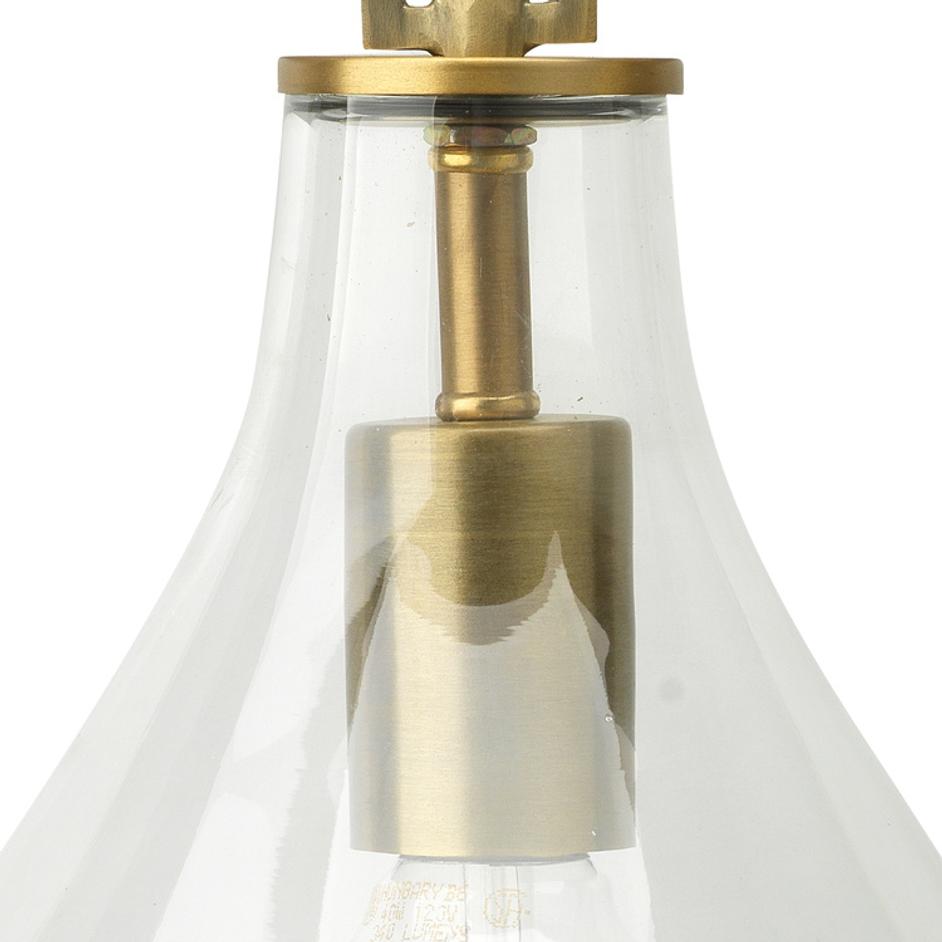 Tear Drop Hanging Wall Sconce, Clear Glass and Antique Brass by Jamie Young