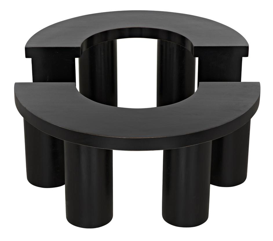 Pluto Mahogany Coffee Table in Hand-Rubbed Black by Noir Furniture