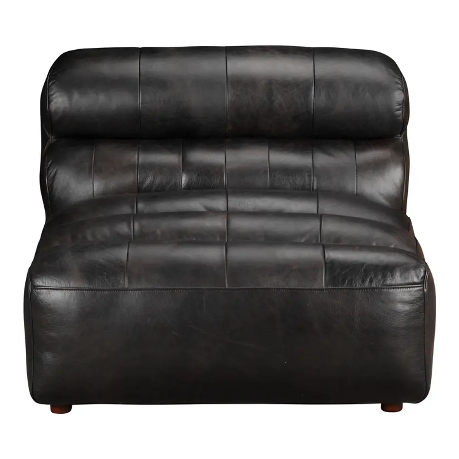 RAMSAY LEATHER ARMLESS CHAIR ANTIQUE BLACK by Moes Home