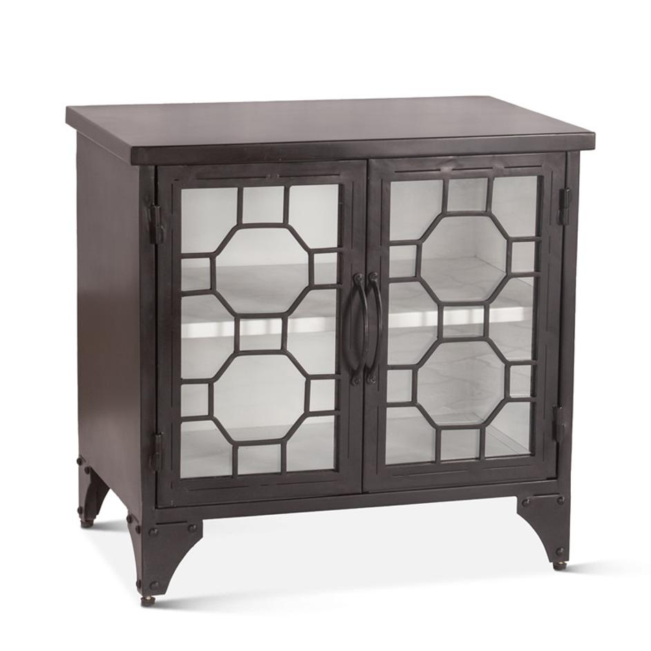 Pompei 25" Iron and Glass Side Table, Matte Black by Home Trends & Design