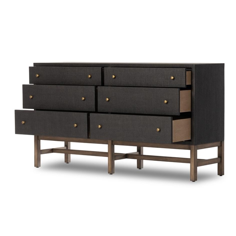Fiona 6 Drawer Dresser In Black Raffia by FOUR HANDS