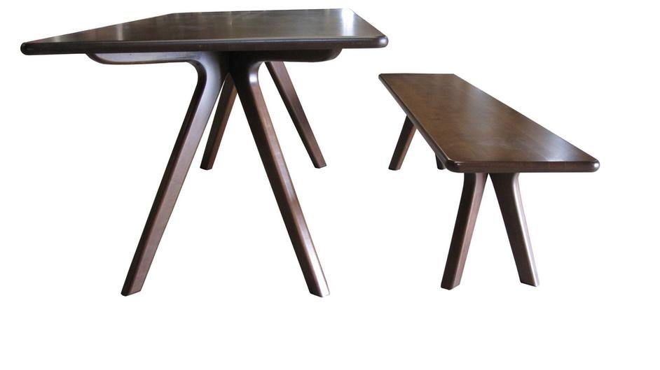 charles bench in natural beechwood and walnut fini by Nuans Design