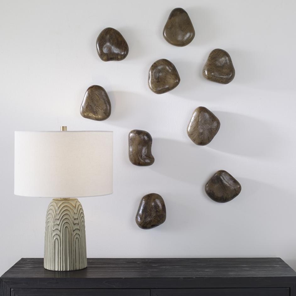 Pebbles Walnut Wood Wall Décor, S/9 by Uttermost