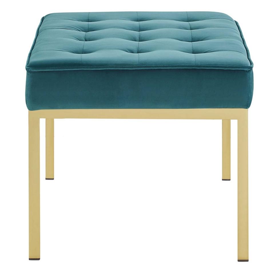 Garret Gold Stainless Steel Leg Medium Performance Velvet Bench In Gold Teal by Modway Furniture