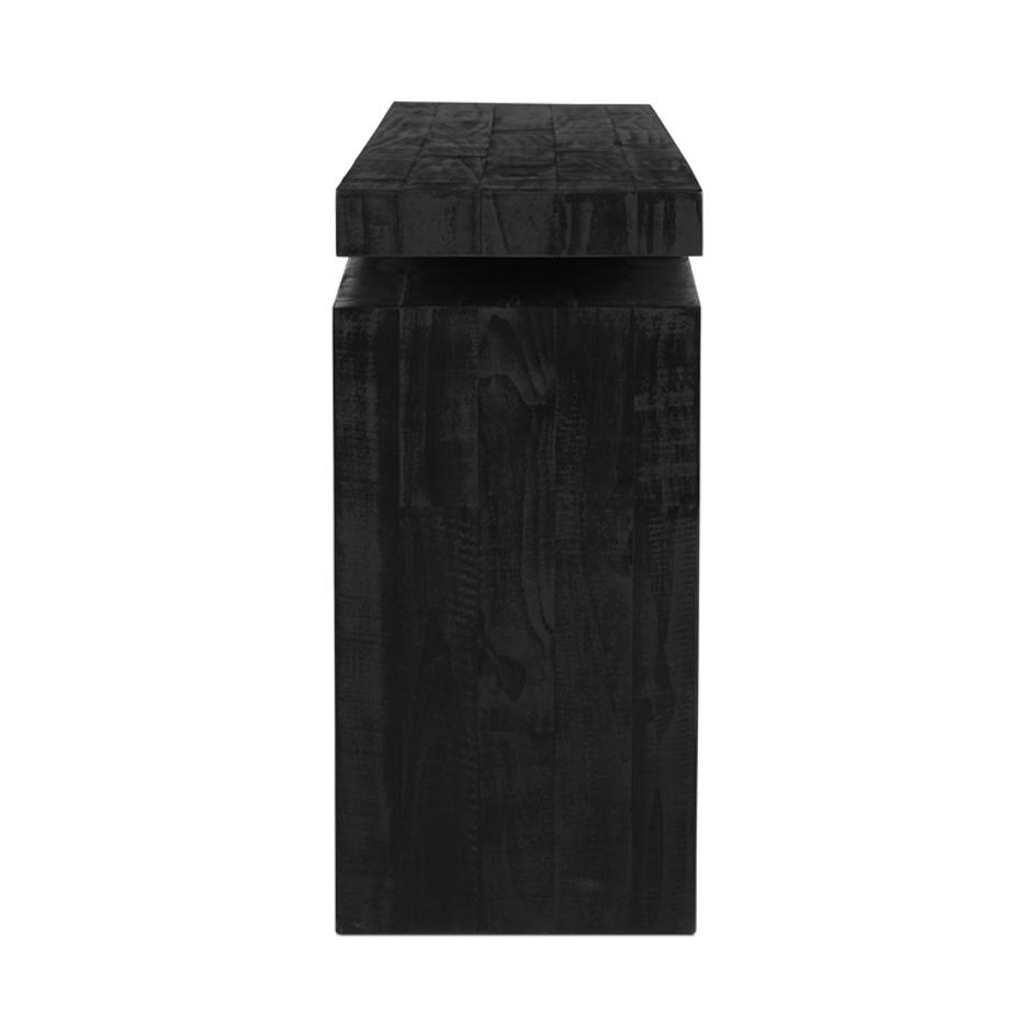 Matthes Console Table In Aged Black Pine by FOUR HANDS