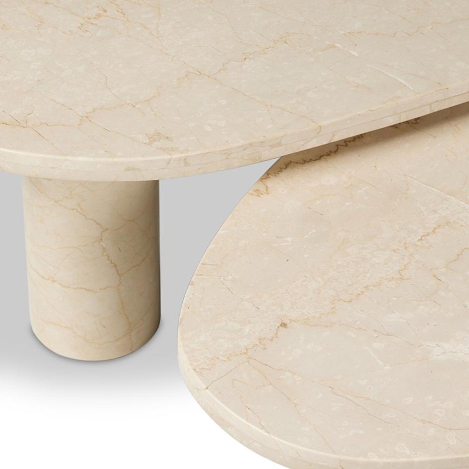 Zion Coffee Table Set - Cream Marble by Four Hands