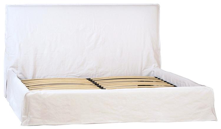 Whitney Bed Eastking-White Fabric by Dovetail