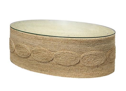Barbados Oval Corn-Straw Coffee Table by Jamie Young