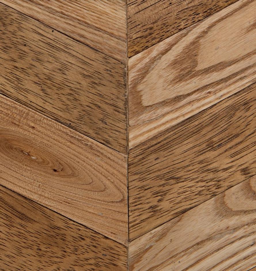 Herringbone Walnut and Veneer Sideboard with Matte Black Industrial Steel Base in Dark and Washed Walnut Finish by Noir Furniture