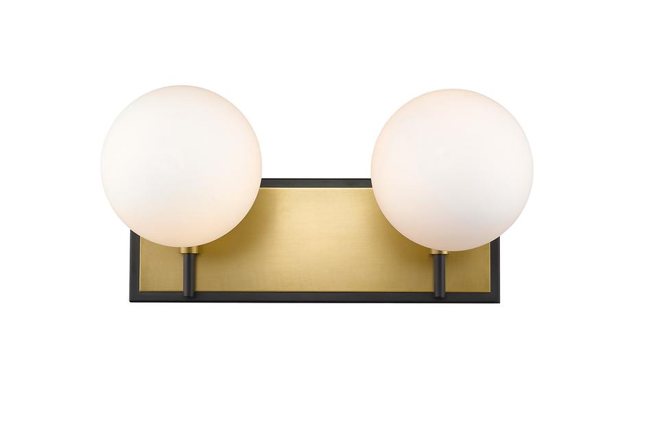 Parsons 2 Light Vanity in Matte Black + Olde Brass Finish by Z-Lite