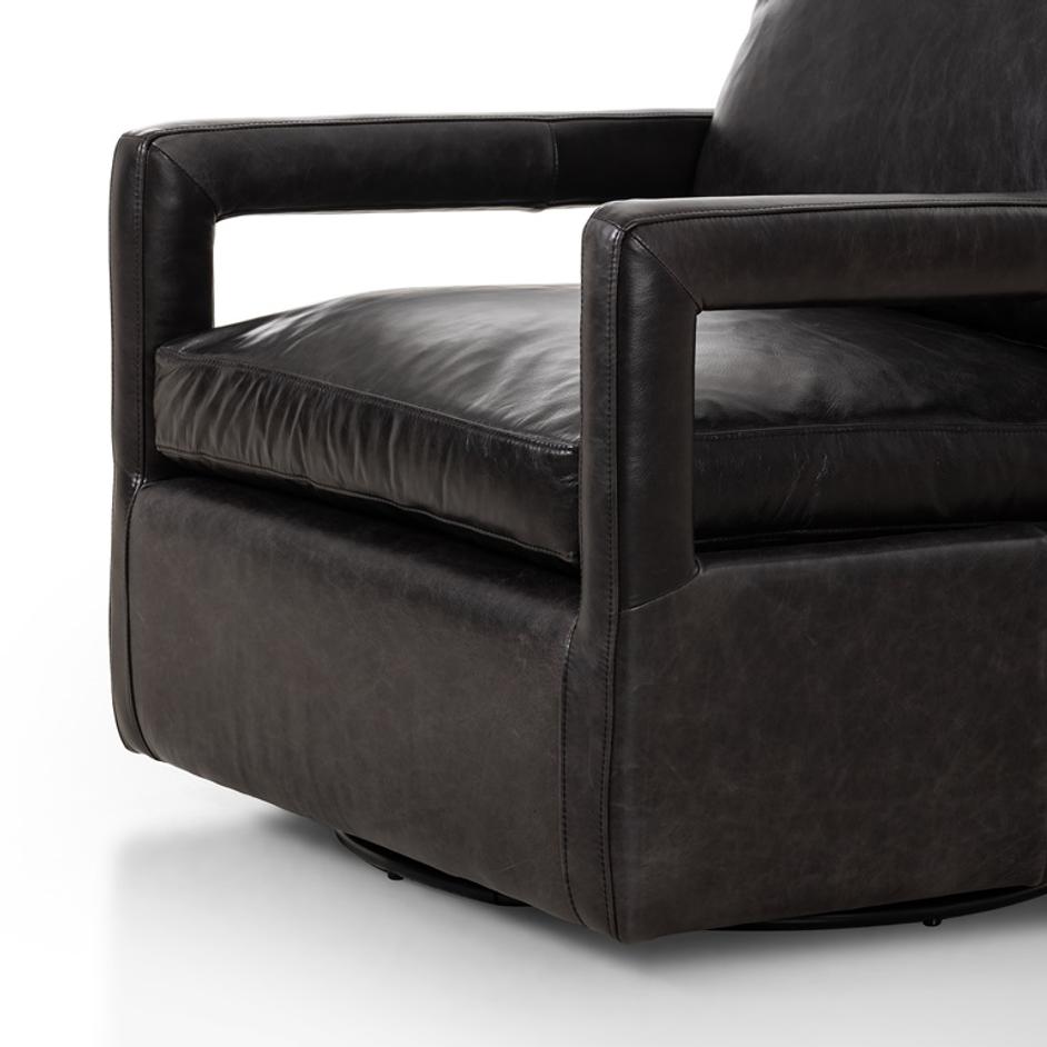Olson Swivel Chair In Sonoma Black by FOUR HANDS