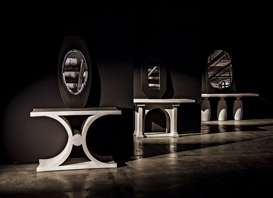 Evelyn Console in White Wash Mahogany and Veneer by Noir Furniture