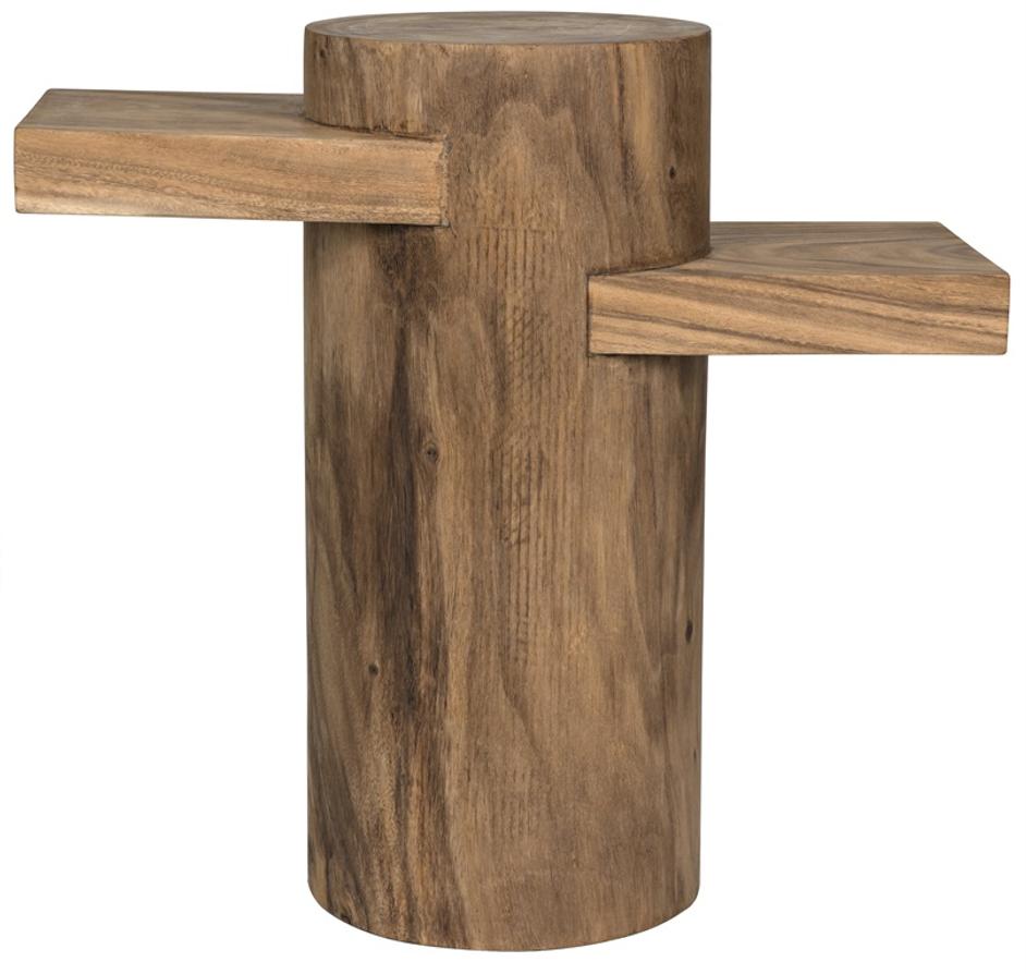 Tabula Munggur Wood Side Table with Semi-Gloss Finish by Noir Furniture