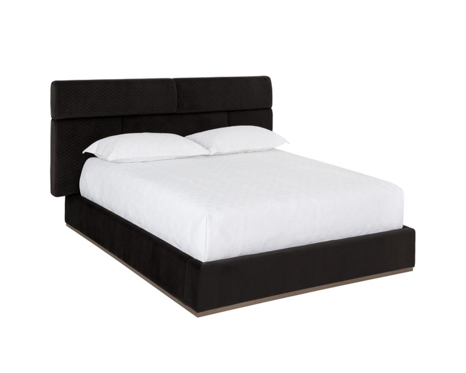 BECKHAM BED - QUEEN - QUILTED ABBINGTON CHARRED BROWN by Sunpan