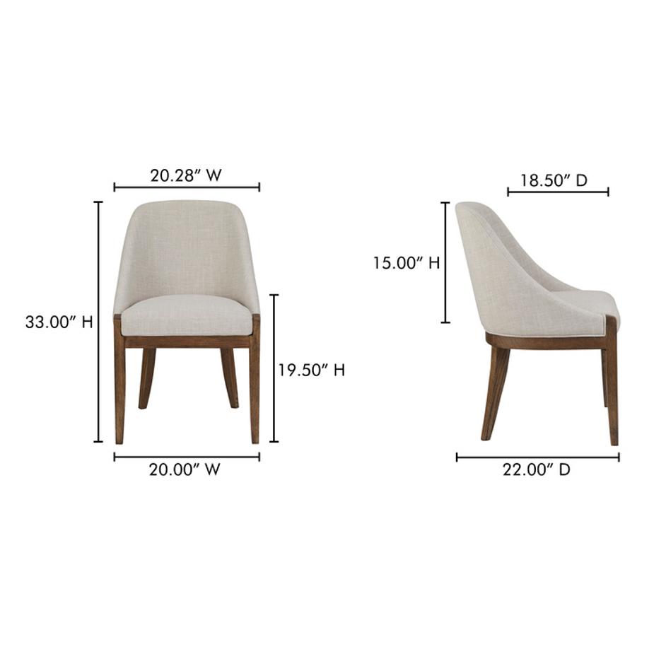 Edward Dining Chair Heather Beige by Moes Home
