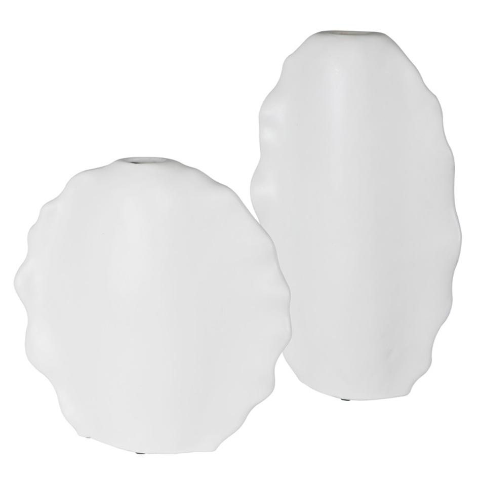 Ruffled Feathers Modern White Vases, S/2 by Uttermost