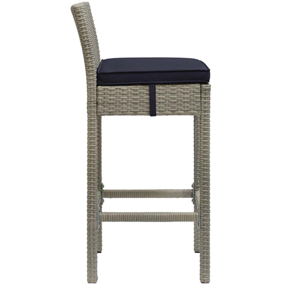 Brandon Outdoor Patio Wicker Rattan Bar Stool In Light Gray Navy by Modway Furniture