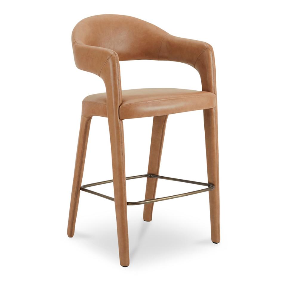 Martens Bar Stool Brown Leather by Moes Home
