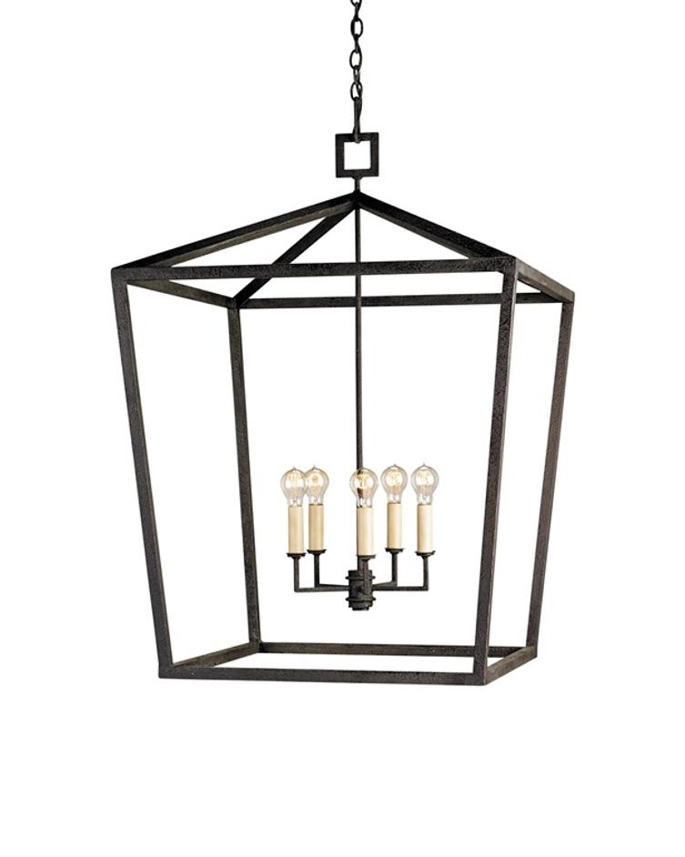 Denison Black Grande Lantern In Molé Black by Currey & Company