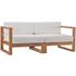 Sunbury Outdoor Patio Teak Wood 2-Piece Sectional Sofa Loveseat In Natural White by Modway Furniture