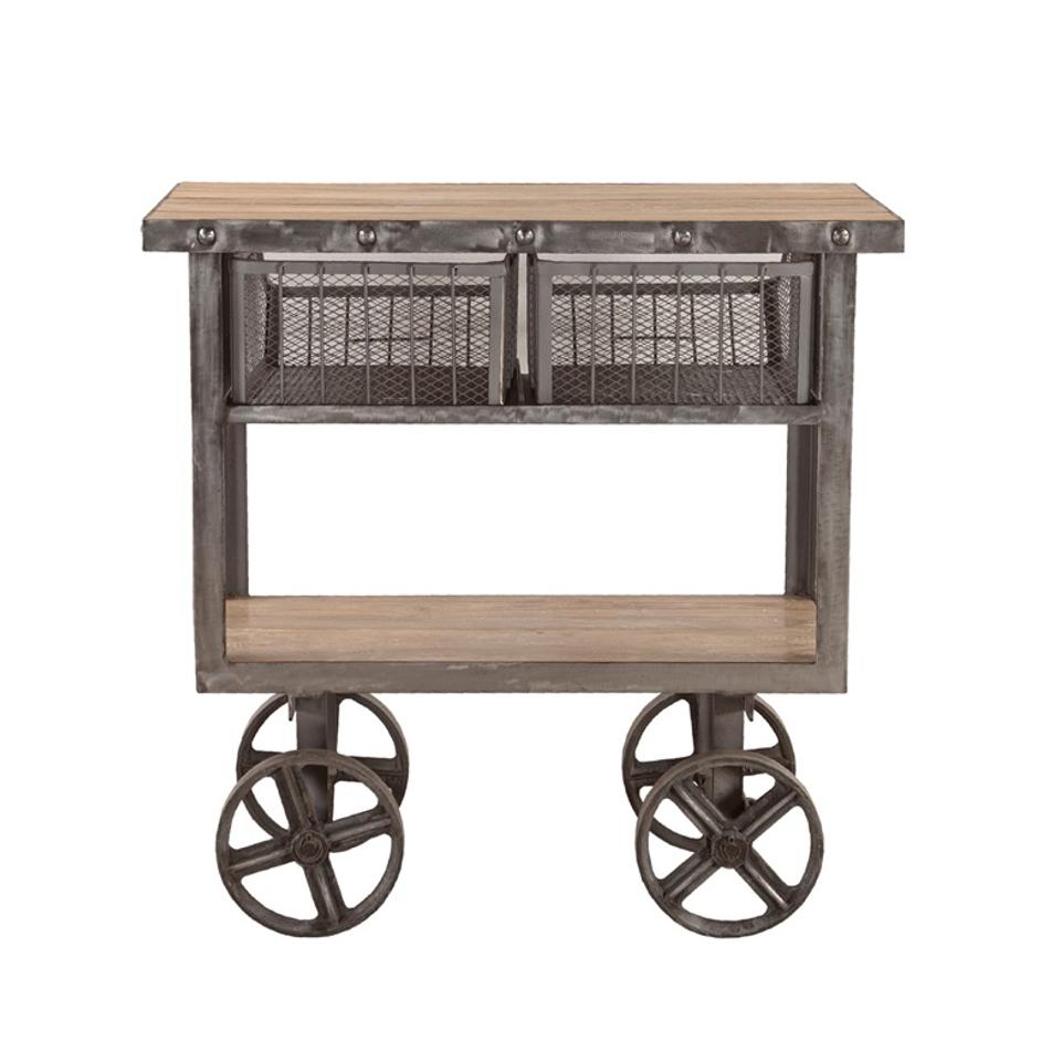 Industrial Teak 36" Reclaimed Utility Cart Table, Oiled Teak by Home Trends & Design