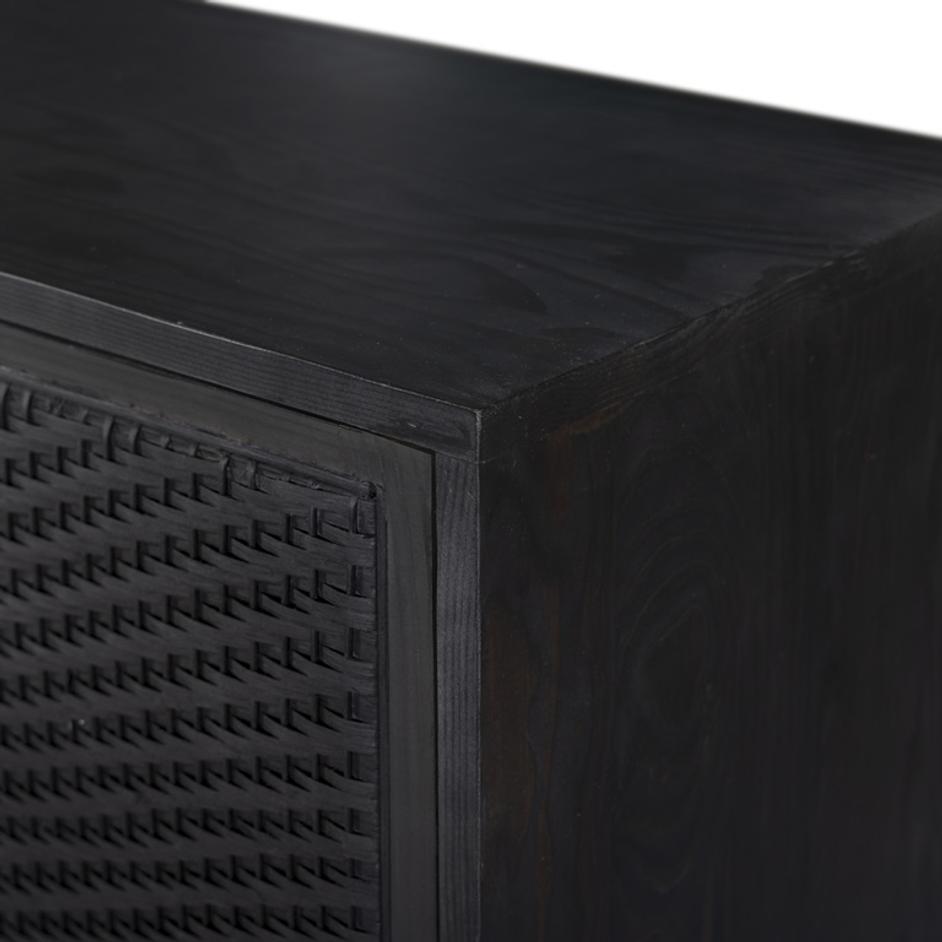 Levon Bar Cabinet In Black Woven Rod Cane by FOUR HANDS