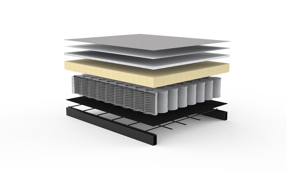 RECAST PLUS SOFABED W/ARMS in NIST BLUE FABRIC WITH Dark wood LEGS 515 by INNOVATION USA