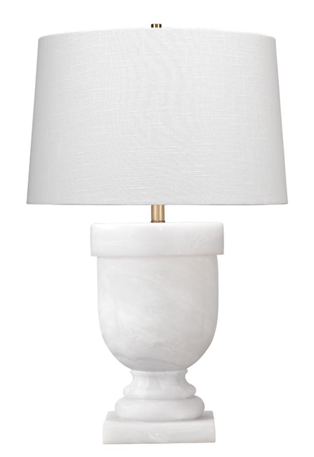 Carnegie Resin Table Lamp with Linen Shade by Jamie Young