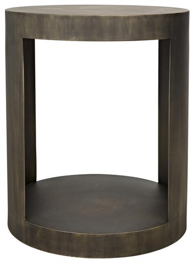 Chrysler Side Table, Steel with Aged Brass Finish by Noir Furniture